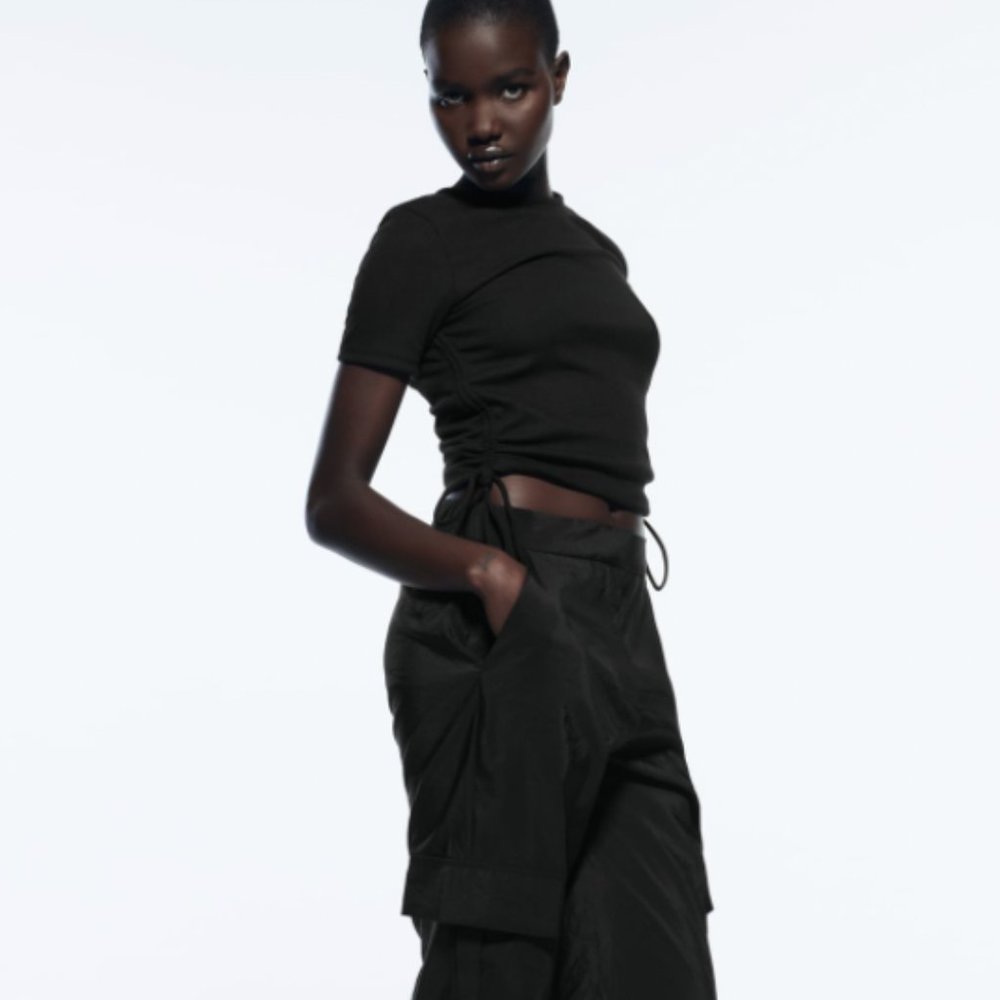 NWT Zara Ruched Rib Top - Picture 4 of 4